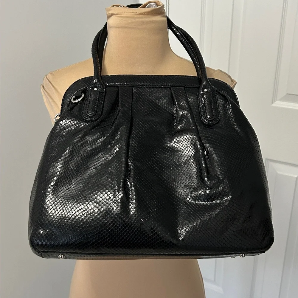 Banana Republic Black Faux Snakeskin Satchel Doctor’s Bag